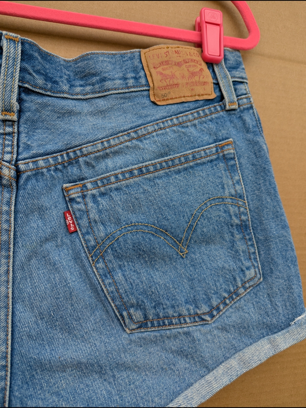 Levi's Premium 501 High-Rise Denim Micro Shorts 29 Daisy Dukes Rolled Hem Womens - Picture 3 of 9